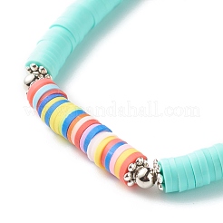 Braccialetto elastico fatto a mano con perline heishi in argilla polimerica&nbsp;BJEW-JB07372-03