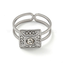 Quadratische Fingerringe aus 304 Edelstahl mit Strassen für Damen und Herren&nbsp;STAS-Z060-01P