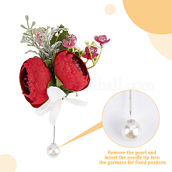 1 épingle à revers en tissu avec fleur de rose&nbsp;AJEW-CP0001-80B