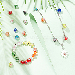 60 Stück 10 Farben handgefertigte leuchtende innere Blumen-Bunte Malerei-Perlen&nbsp;LAMP-PH0001-22A