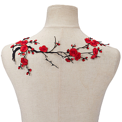 4 Stück Pflaumenblüten-Stickereistoff aus Polyester zum Aufnähen&nbsp;PATC-CY0001-58A