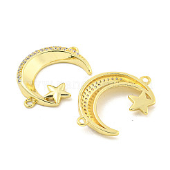 Luna con micro pavé di zirconi cubici trasparenti con placcatura in ottone e ciondoli con connettore a stella&nbsp;KK-P270-21G