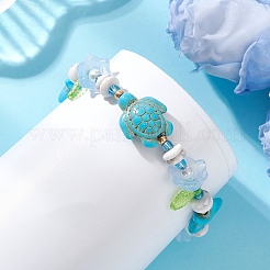 Bracelets de perles en acrylique tissées avec de la turquoise synthétique&nbsp;BJEW-MZ00343-03