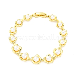 Blumen-Gliederarmbänder aus Messing&nbsp;BJEW-G740-01G
