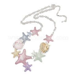 Sommer strand legierung bunte emaille seestern & shell bib halsketten&nbsp;NJEW-B113-06