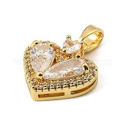 Breloques en laiton micro pavé de zircone cubique transparente pour la saint-valentin&nbsp;KK-E804-08G