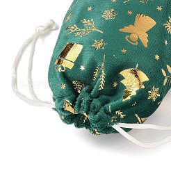 Bolsas de almacenamiento de terciopelo navideño con estampado dorado&nbsp;ABAG-Q053-01B-02D