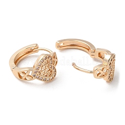 Boucles d'oreilles créoles en laiton plaqué micro pavé de zircons cubiques&nbsp;EJEW-P238-16KCG