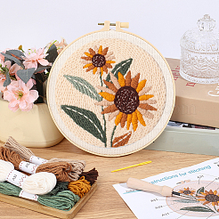 Starter kit per ricamo con punch a motivo floreale&nbsp;DIY-WH20007-743A