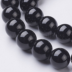 Stränge aus natürlich gefärbten und erhitzten schwarzen Onyx-Rundperlen&nbsp;X-GSR10mmC097