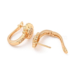 Orecchini a cerchio in ottone con zirconi cubici chiari micro pavè&nbsp;EJEW-A107-01A-KCG
