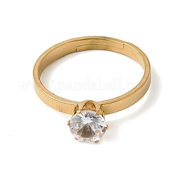 Bagues en acier inoxydable 304 avec pavé de zircones cubiques pour femmes&nbsp;RJEW-B161-02G-01