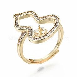 Messing Micro Pave klare Zirkonia Peg Bails einstellbare Fingerring Einstellungen&nbsp;KK-S356-173G-NF