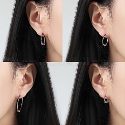 Orecchini a cerchio con perline in argento sterling anti-ossidazione placcati in rodio da donna&nbsp;JE912A-03