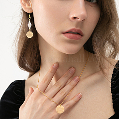 Pendentifs ronds plats texturés en acier inoxydable 304&nbsp;STAS-UN0013-43G