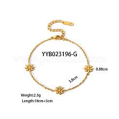 Elegante Halsketten- und Armband-Sets mit Daisy-Link-Kette aus 304 Edelstahl für Damen&nbsp;EE7355-1