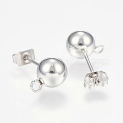 Anlaufgeschützter Ohrstecker aus 201er Edelstahl mit Kugel&nbsp;X-STAS-F088-01P