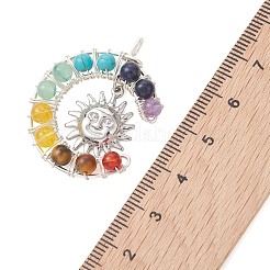 7 Chakra-Rundanhänger aus gemischten Steinen&nbsp;PALLOY-TA00401-02