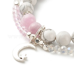 Mehrreihiges Armband mit Mond- und Sternanhänger&nbsp;BJEW-TA00033-03