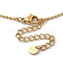Ionenplattierung (IP) 304 Edelstahl Zirkonia Tropfen & flache runde Bib Kugelkette Halsketten für Frauen&nbsp;NJEW-F328-11G-04
