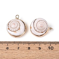 Pendentifs en coquillage œil de Shiva naturel plaqués électrolytique&nbsp;SSHEL-T018-13