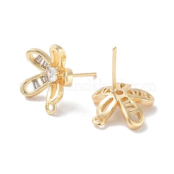 Accessoires de clous d'oreilles en laiton avec micro pavé zircone cubique&nbsp;KK-E107-17G