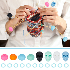 Protezioni per punte dei ferri da maglia in silicone con teschio e zucca di Halloween&nbsp;FIND-BC0005-36