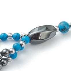 Ematite sintetica non magnetica e perline turchesi collane a 3 strato&nbsp;NJEW-H307-01C