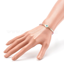Cruz con pulseras de cuentas de mal de ojo&nbsp;BJEW-JB06289-01