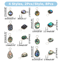 8pcs 4 Stile natürliche Abalone-Muschel / Paua-Muschel-Anhänger&nbsp;SHEL-FI0001-02