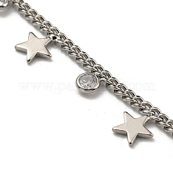 Bracelets à breloques ronds plats en laiton et verre avec chaînes gourmettes&nbsp;NJEW-R263-25P