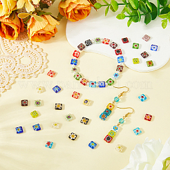 2 Strang quadratische handgemachte Millefiori-Glasperlenstränge&nbsp;LK-PA0001-03