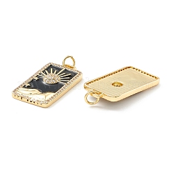 Placage de crémaillère en laiton micro pavé pendentifs en zircone cubique claire&nbsp;X-KK-D073-24G-01