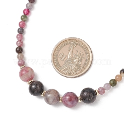 Colliers de perles dégradées en tourmaline naturelle multicolore ronde&nbsp;NJEW-JN05952-02