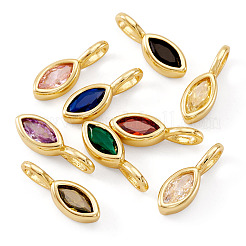 9 Stück 9 Farben Pferdeauge Messing Micro Pave Zirkonia Charms&nbsp;KK-TA0008-28