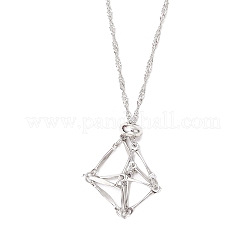 Collane con catena di Singapore con ciondolo a sacchetto vuoto in macramè in acciaio inossidabile 304&nbsp;NJEW-JN05284-01