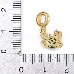 Messing Pavé klar Zirkonia und tief himmelblaue Katzenaugen europäische Anhänger&nbsp;KK-C114-13G