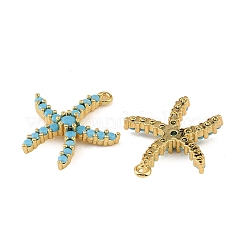 Pendentifs en laiton sertis de micro-pavés de zircone cubique bleu ciel profond&nbsp;CU-CBAF17A-07G-03