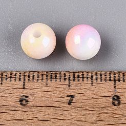 Perles en plastique opaque bicolores électroplaquées&nbsp;KY-N025-66B