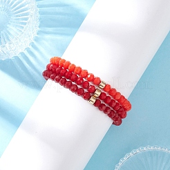 3 bracelet extensible en perles de jade imitation facetté et rondelles de verre opaque pour femmes&nbsp;BJEW-JB12563-05
