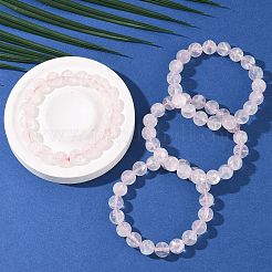 Stretch-Armbänder aus natürlichen Rosenquarz-Perlen mit runden Perlen für Damen&nbsp;BJEW-Q056-01B