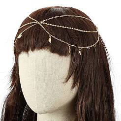 Chaîne de tête de pompon femme bohème&nbsp;OHAR-WH0005-03G