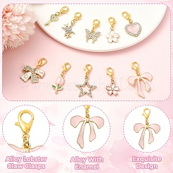 10 pieza de 10 estilos de aleación de esmalte y decoraciones colgantes de rhinestone&nbsp;HJEW-YW00505