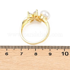 Fingerringe aus Messing mit Mikropavé-Kubikzirkonia für Damen&nbsp;RJEW-D340-02G-04