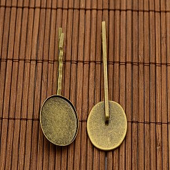 25x18 mm oval Kuppel Klarglasabdeckung & antike Bronze Eisen Haar Haarklammer Fassung Basis setzt DIY Haarschmuck&nbsp;DIY-X0073