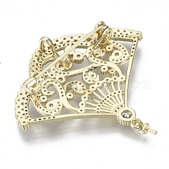 Messing Micro Pave klare Zirkonia Brosche Zubehör&nbsp;KK-N232-75-NF