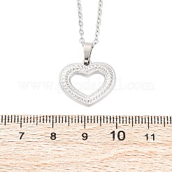 Collane con ciondolo a forma di cuore cavo in acciaio inossidabile 304&nbsp;NJEW-M096-13P