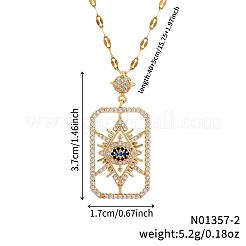 Colliers élégants avec pendentif creux en laiton clair et bleu en zircone cubique contre le mauvais œil&nbsp;RK3263-2