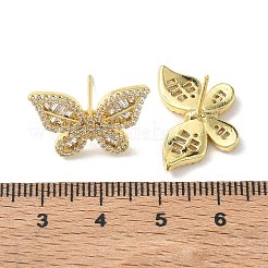 Boucles d'oreilles puces en laiton et zircon cubique transparent&nbsp;KK-CBA36A2-11G