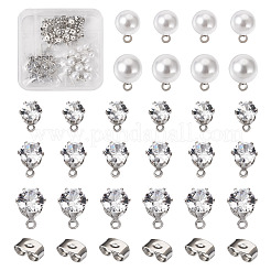 40 Stück 5 Stil ABS-Kunststoff Imitationsperle & klare Zirkonia Ohrstecker Zubehörse&nbsp;EJEW-TA0001-08